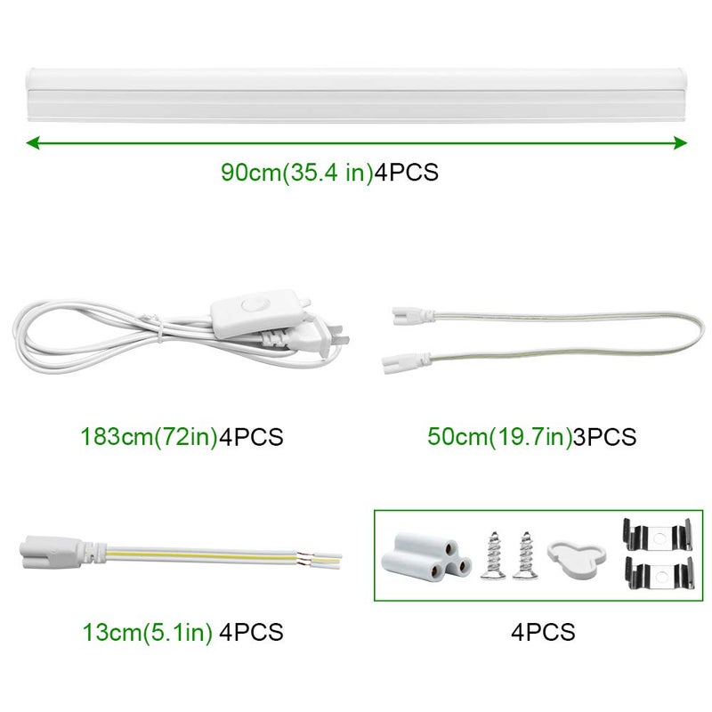 LightingWill LED T5 Integrated Fixture 3FT, Daylight White 6000-6500K, 14W, Linkable Shop Light and Under Cabinet Light, Corded Electric with Built-in ON/Off Switch, 4 Pack - Image 4